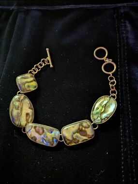 Vintage Lucas Lameth Bracelet 925 Sterling Silver And Abolone